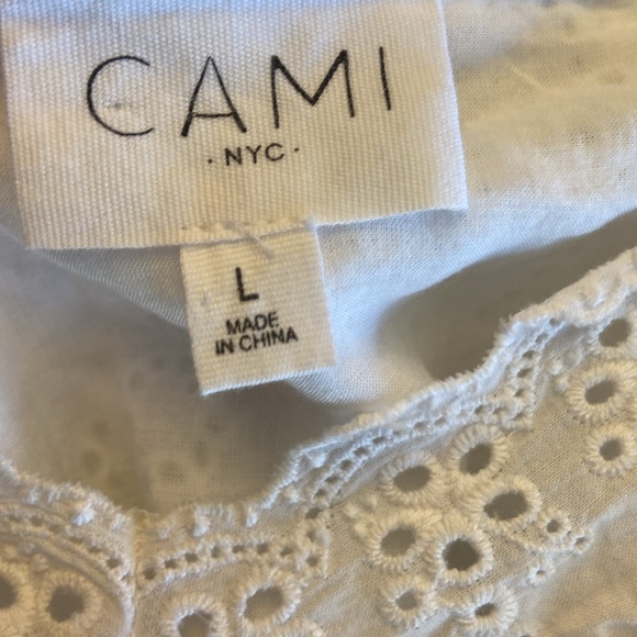 CAMI NYC White Embroidered Cami eyelet detail size large - Picture 7 of 8